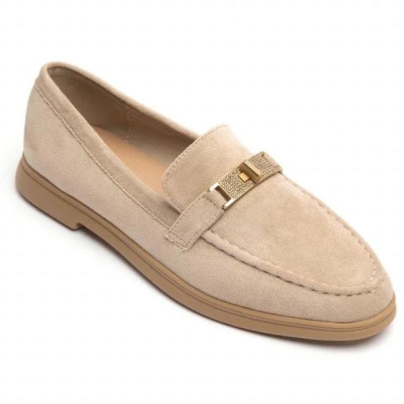 Jessi Dame Loafers 6677 i Khaki med Guldspænde
