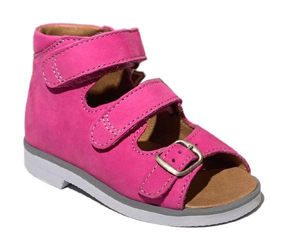 Pigesandal i Pink med God Støtte og Mørk Sål
