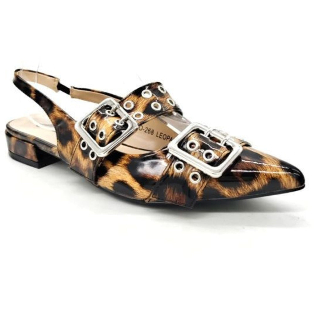 Adele Dame Slingback Ballerinas Bo 268   Leopard fra Shoes