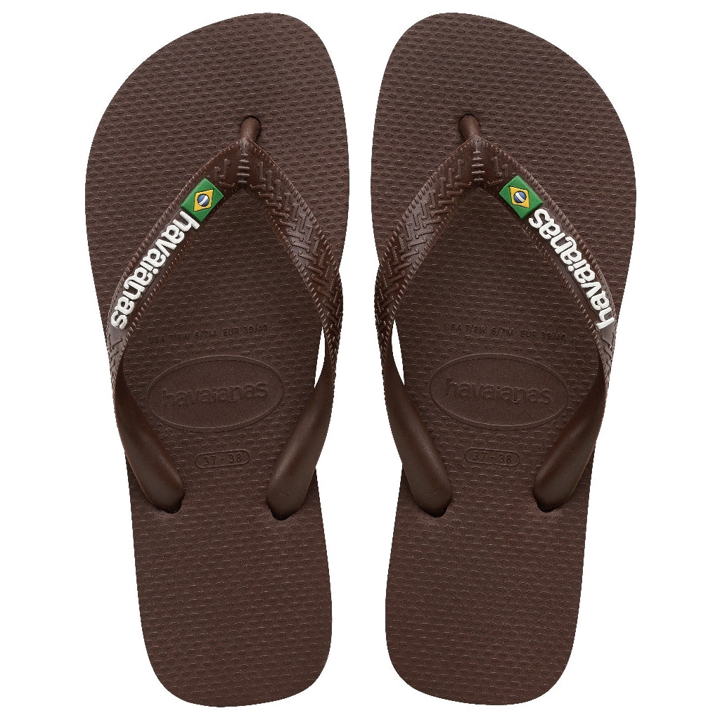 Slippers Unisex Brazil Logo 4110850   Brown White fra Havaianas