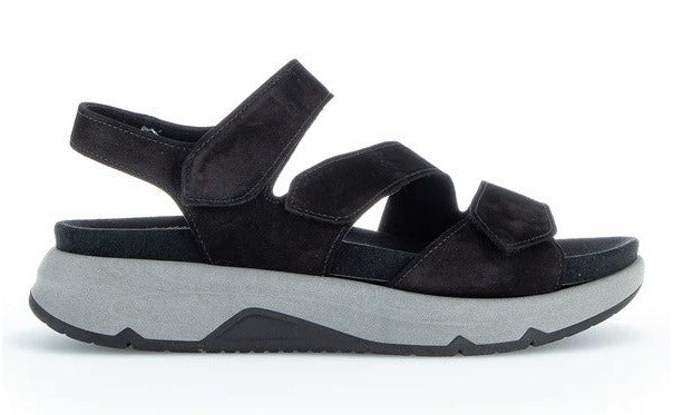 Gabor Rolling Soft Sandal med Udtagelig Indlægssål - Sort