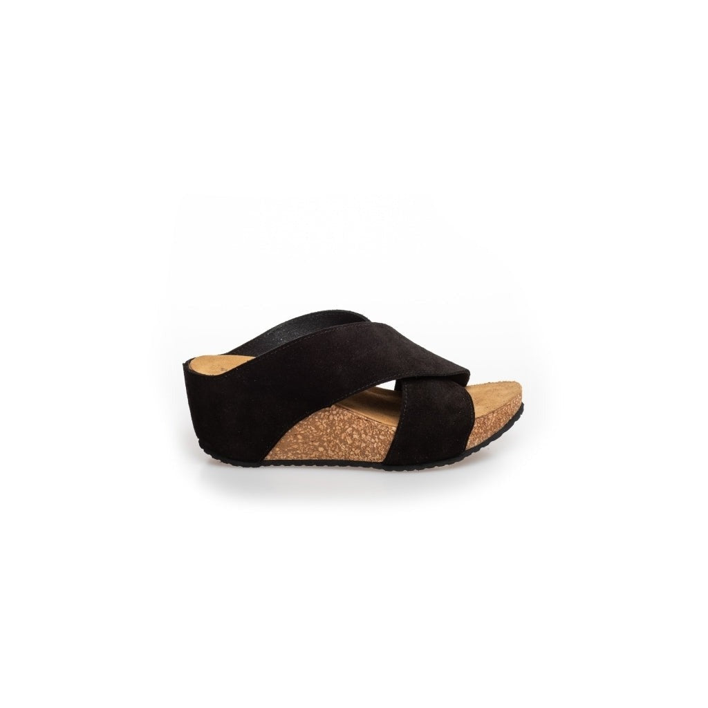 Frances Sandal med Kilehæl - Sort Slipper fra Copenhagen Shoes
